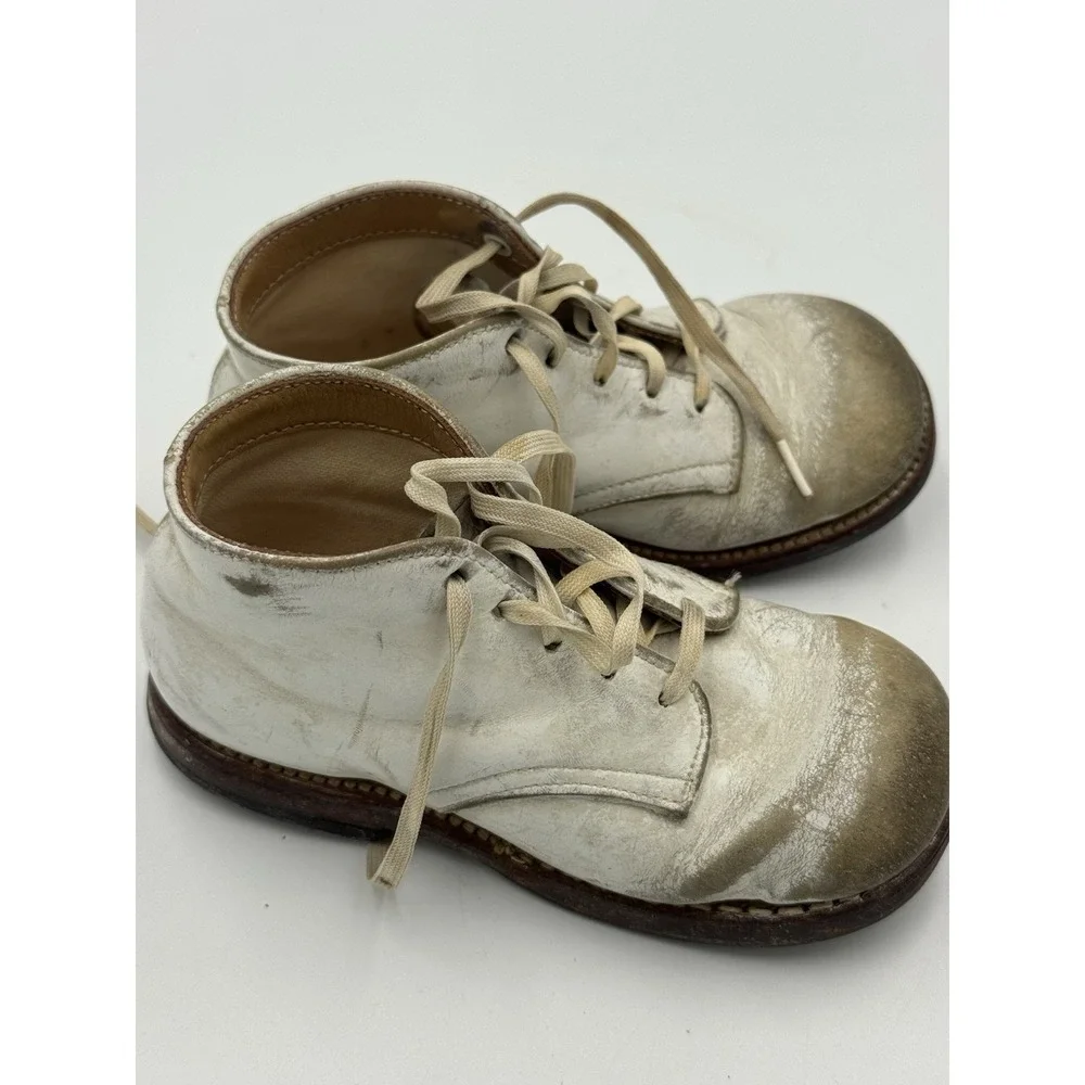 Antique Unisex Infant Toddler Baby Lace Shoes Leather Vintage